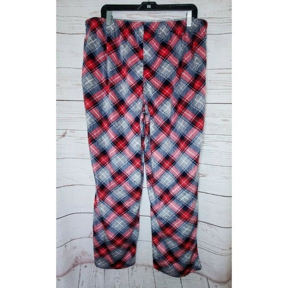 Croft & Barrow Intimates Red Gray XXL Plaid Flannel Fleece Soft Pajama Pants - Picture 7 of 9